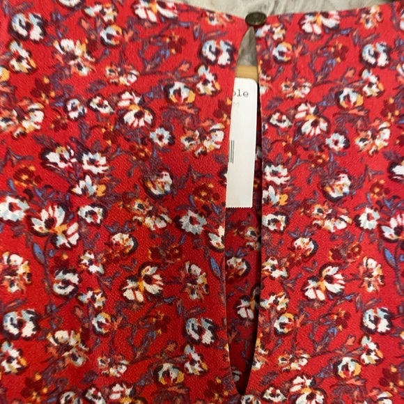 FP  Mini Dress Floral Print Long Ruffle Sleeve Red - Picture 6 of 8